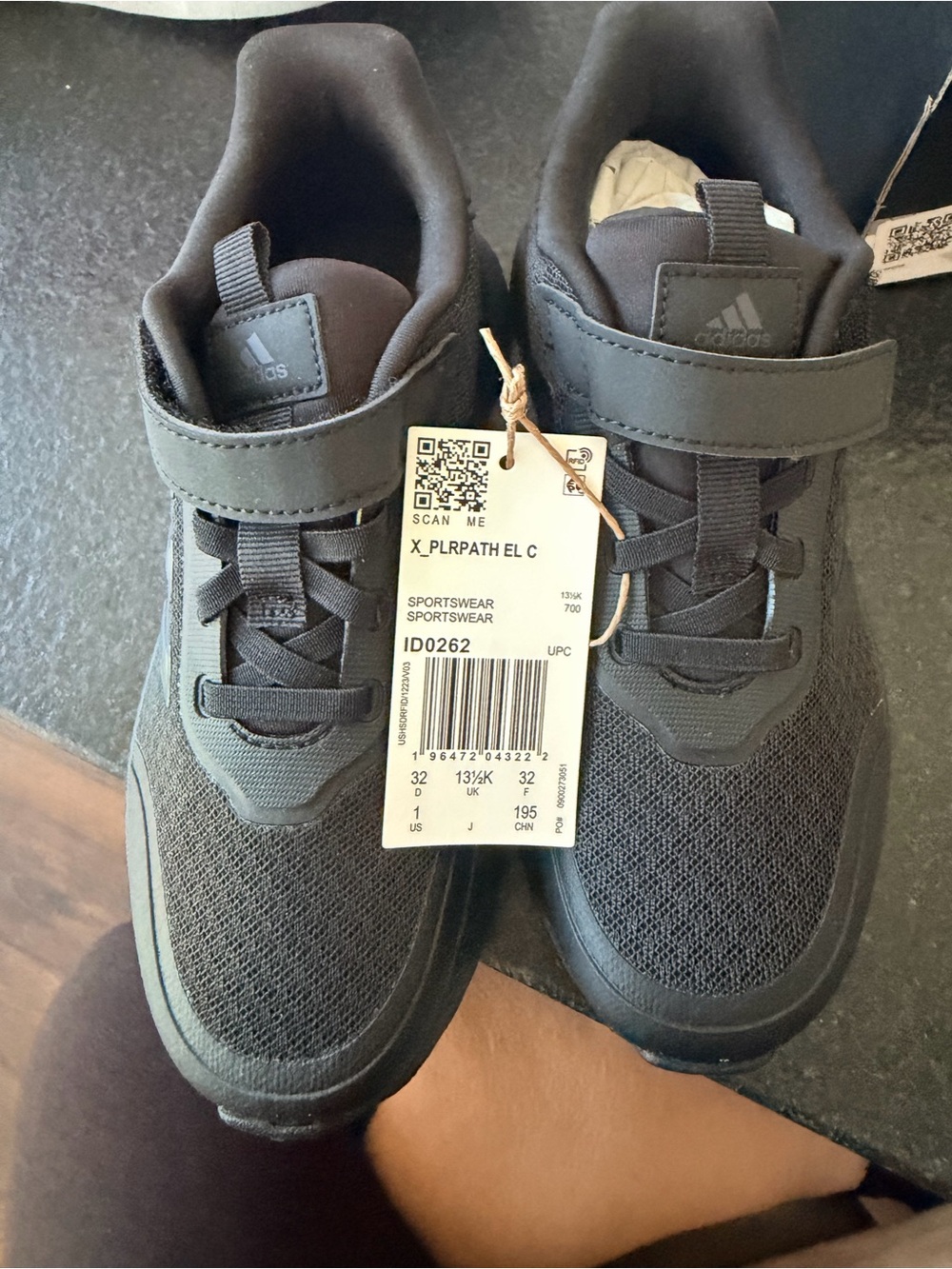 adidas Kids Black Athletic Sneakers - X_PLPRAHTEL C Size 1